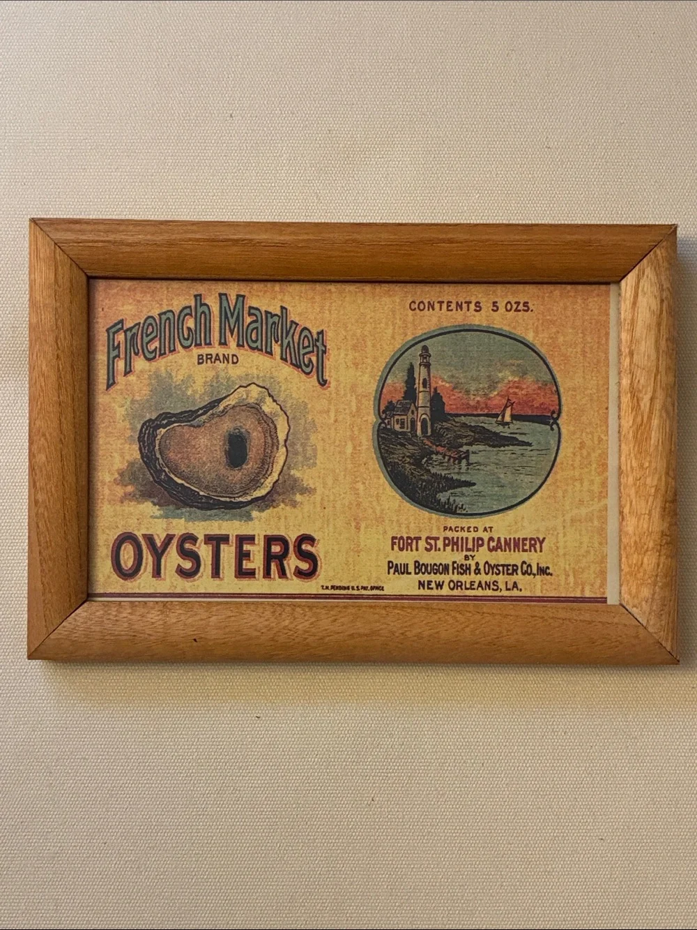 Brand Oysters Vintage Wall Art - Brown Frame